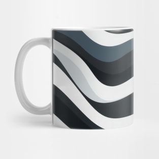 Monochrome Waves: Modern Abstract Ebb and Flow Mug